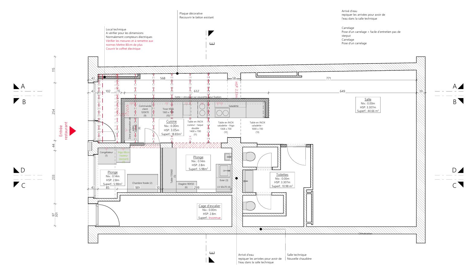 Plan d’aménagement du restaurant Primi Piatti