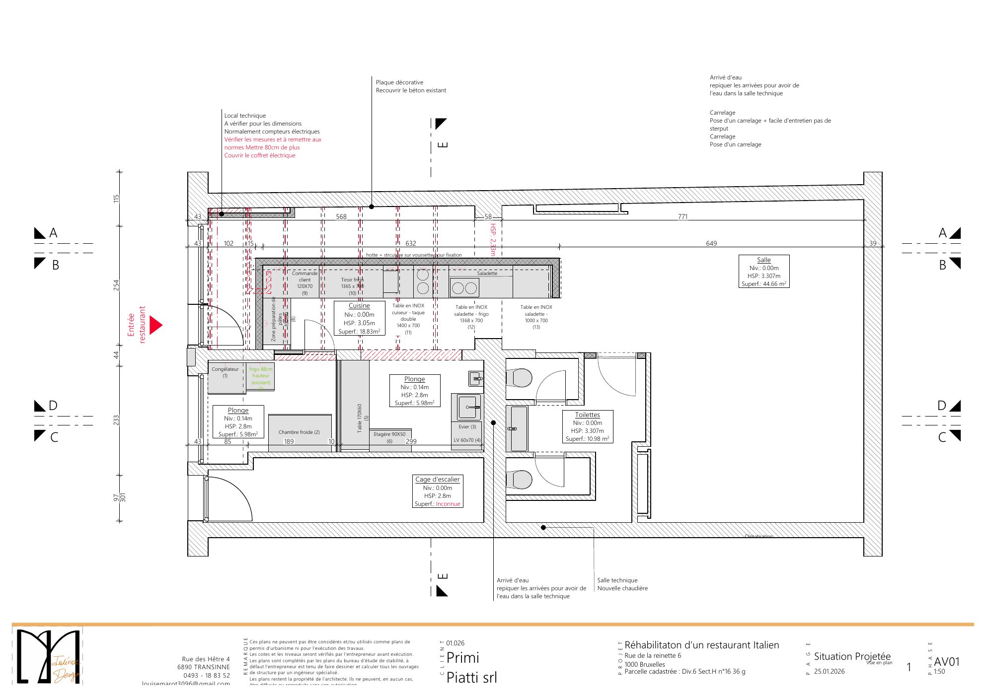 Plan d’aménagement du restaurant Primi Piatti